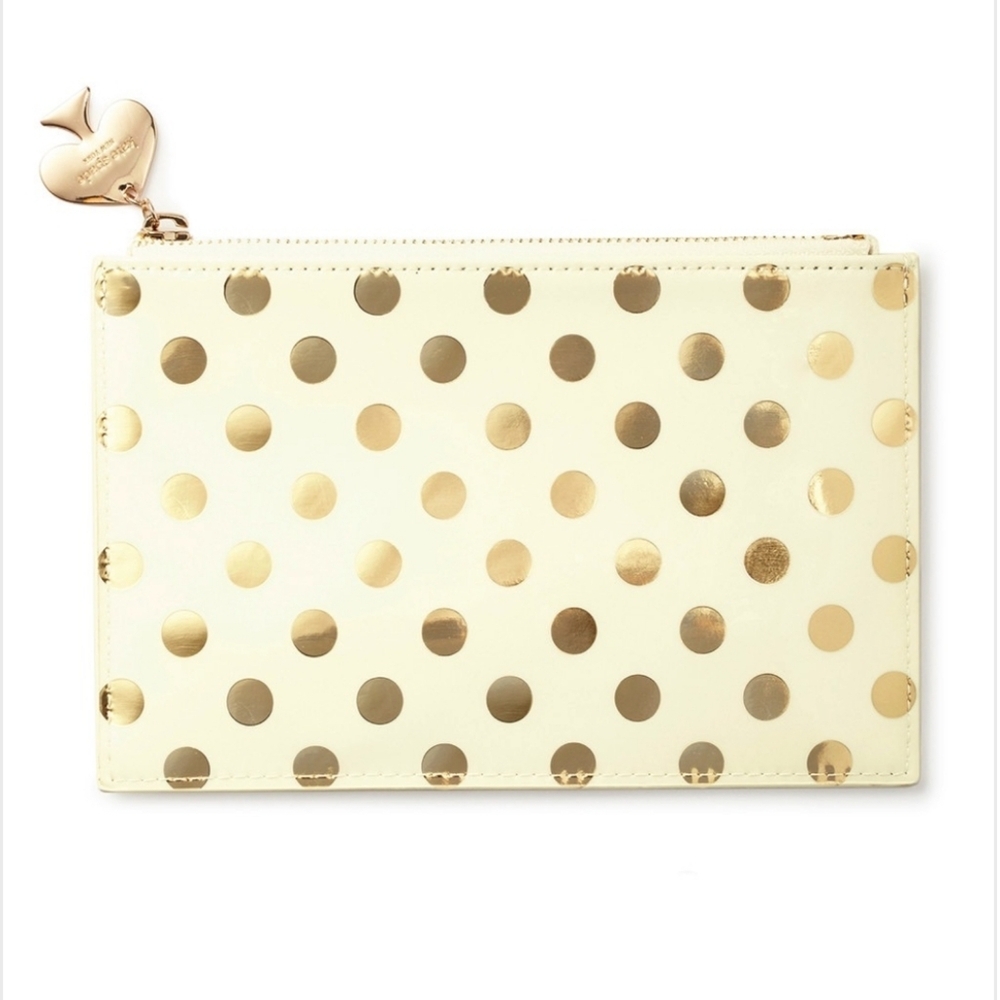 Kate Spade New York Pencil Pouch Kit Gold Dots NWT​